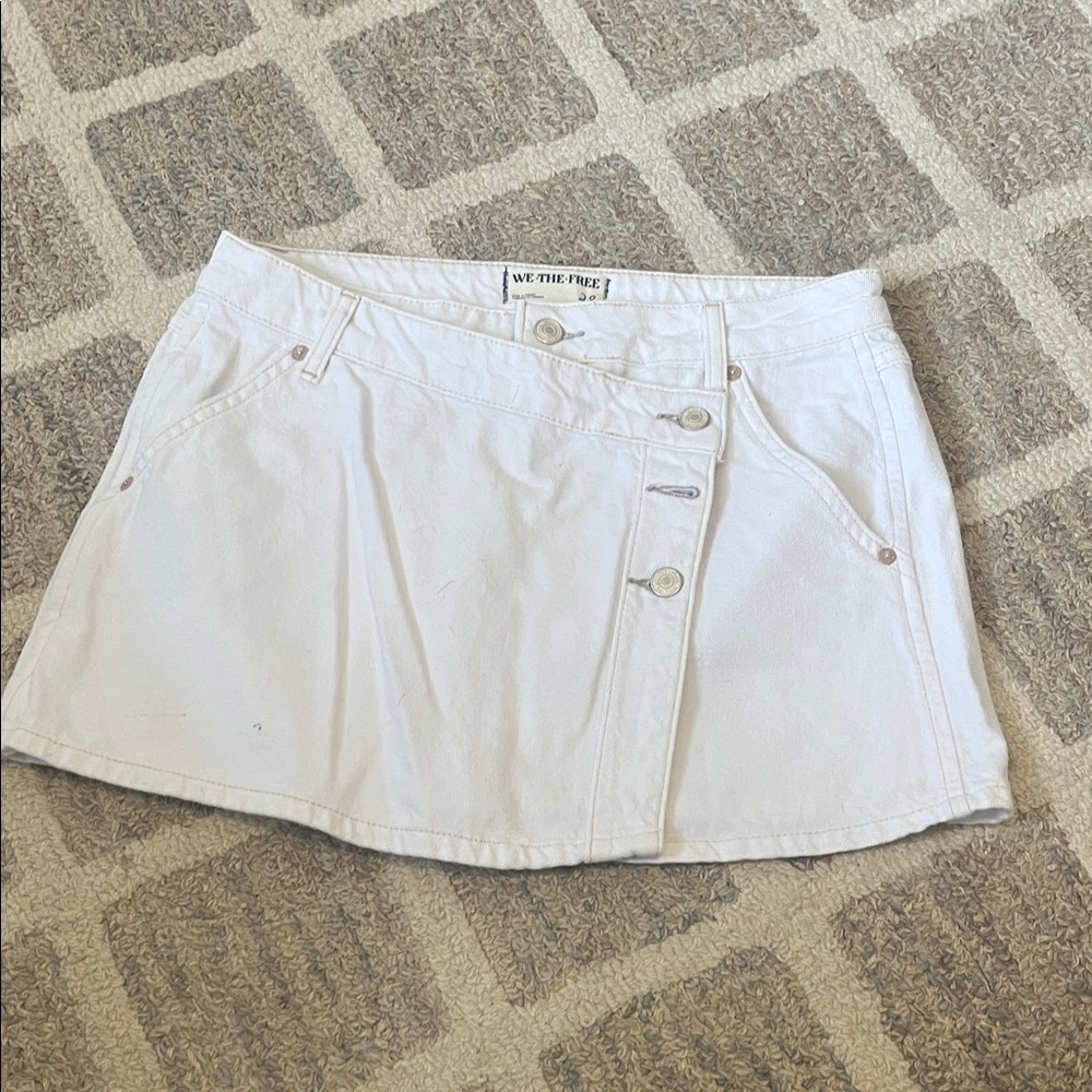 We The Free Off-White Denim Mini Skirt